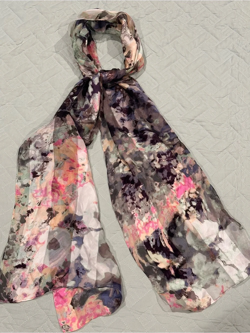 Cynthia Rowley Pink & Purple Watercolor Print Scarf